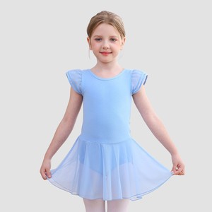 Justaucorps de danse pour filles, robe de ballet à manches volantées, jupe amovible, en coton, pour la performance et l'entraînement - Product Image 5