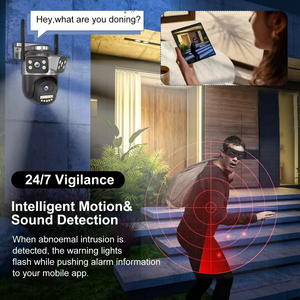 QD18 Wifi PTZ Security <strong>Camera</strong> 3 Lens IP66 Waterproof Outdoor <strong>IP</strong> Cam Night Vision Phone Viewing 2-Way Audio Built-in Mic - Product Image 5