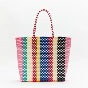 Mexico Eco-friendly Custom Waterproof Reusable Summer Straw bag PP Plastic Weave bag
