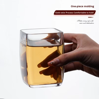 Gobelet en plastique transparent carré haute transparence, matériau épais, durable, écologique, isolation thermique, résistant à l'eau bouillante