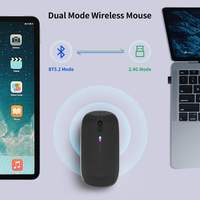 Ratón Recargable Ligero de Doble Modo, Bluetooth 2.4G USB, Ratón Inalámbrico Silencioso para Computadora, Portátil, Tableta, Macbook