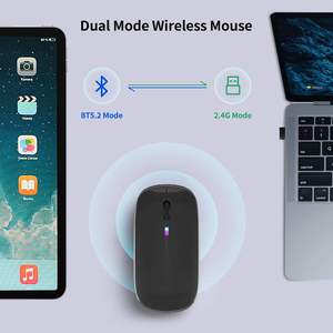 เมาส์ไร้สายแบบชาร์จได้ น้ำหนักเบา รองรับสองโหมด เชื่อมต่อบลูทูธ 2.4g และ USB เงียบ สำหรับคอมพิวเตอร์ แล็ปท็อป แท็บเล็ต และ Macbook - Product Image 5