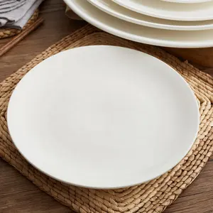 Platos de cena de cerámica redondos, varios tamaños, precio de fábrica, venta al por mayor, blanco, barato