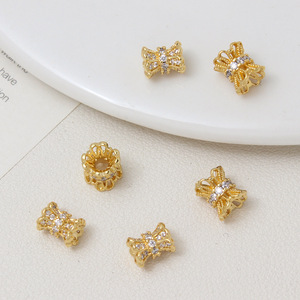 6-7 мм латунная полая двухслойная колпачок с лотосом 14K 18K Большая маленькая разделительная бусина колпачок для браслета «сделай сам», ожерелья, ювелирные аксессуары - Product Image 4