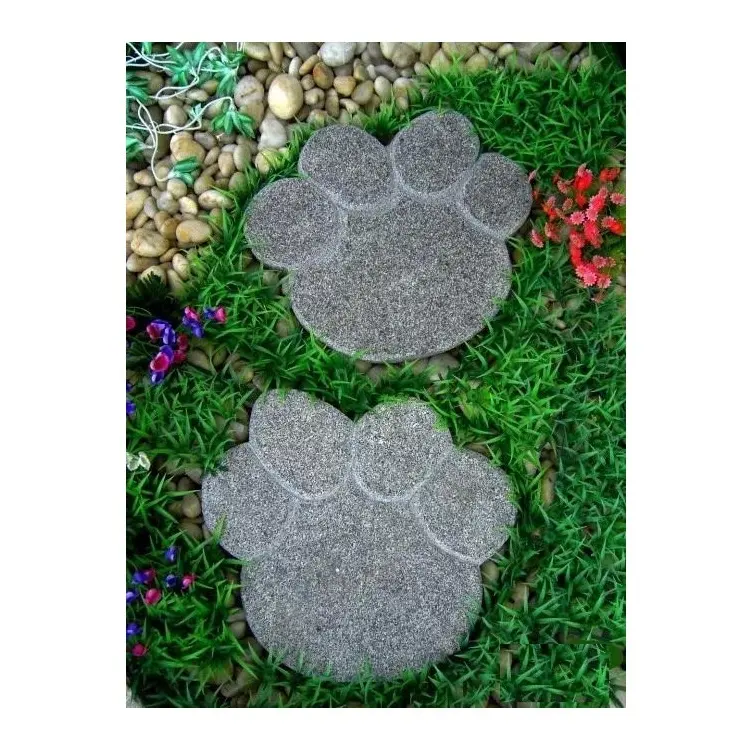 Xám Granite Dễ Thương Mèo Hình Dạng Bàn Chân Vườn Lối Đi Bước Đá