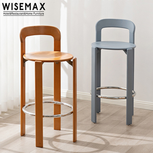 WISEMAX FURNITURE Modern Living Room Furniture High bar Stool <strong>Black</strong> Wood Frame Restaurant bar <strong>Chair</strong> Without <strong>Arm</strong> - Product Image 1