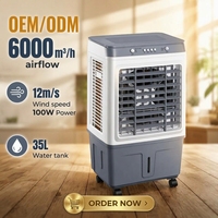 Refroidisseur d'air évaporatif portable d'extérieur, ventilateur mobile de type brumisateur avec roulettes, unité de refroidissement à eau glacée pour patio et cour