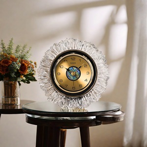 Creative Acrylic Desk <b>Clock</b> Circular Silent Quartz <b>Clock</b> Decorative Home <b>Table</b> <b>Clock</b> Simple Design Night Light Feature - Product Image 2