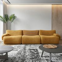 Nouvelle Tendance 2026 : Ensemble de Canapés Modulaires Carrés Compressés en Velours Sherpa Rembourrés d'Éponge, Style Moderne, Faible Coût de Livraison