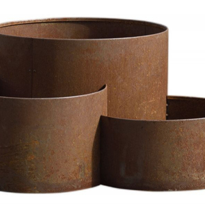 <span class=keywords><strong>Pot</strong></span> de fleurs décoratif antique en acier corten rouillé, design extérieur en métal - Product Image 1