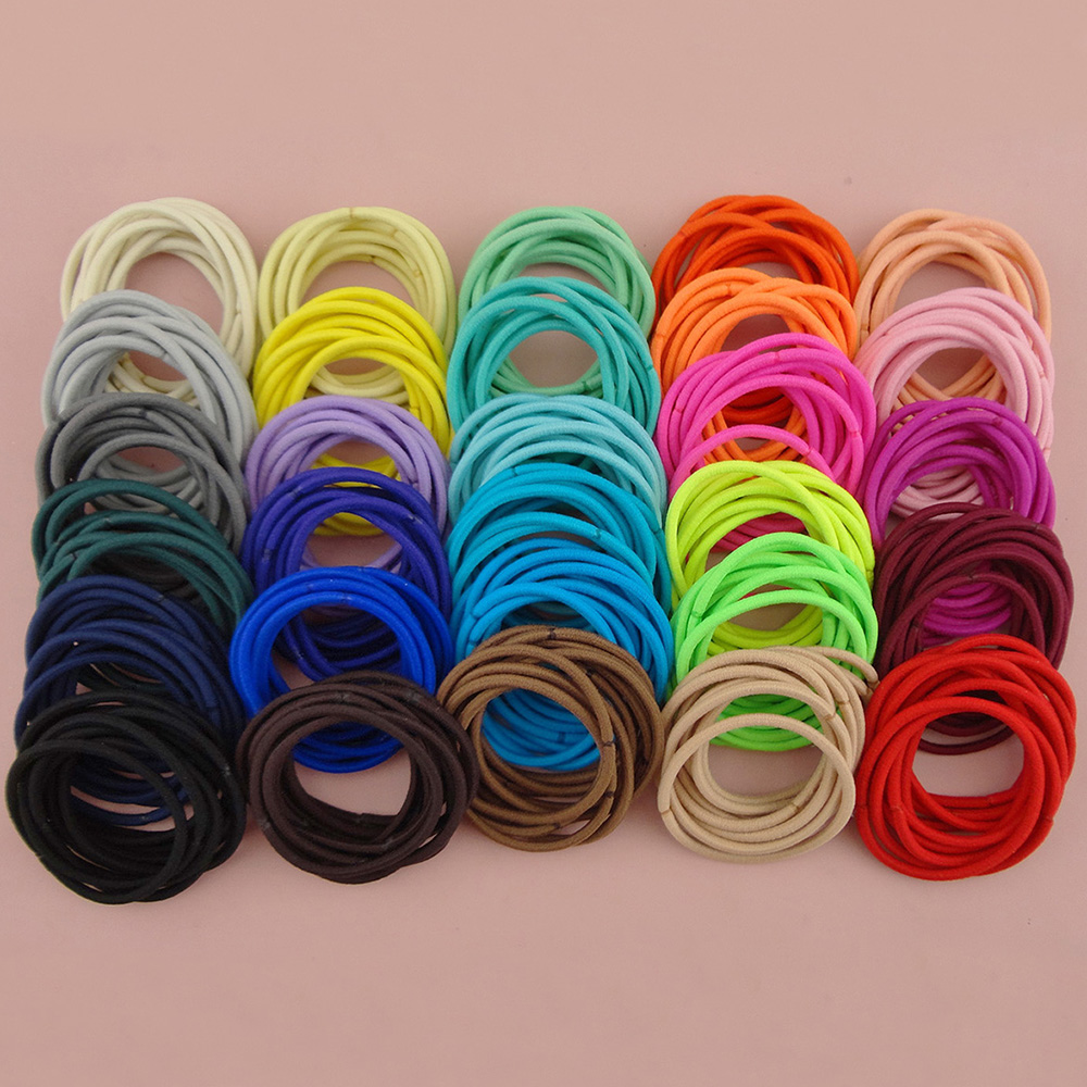 200PCS/bags 3mm Seamless Nylon Elastic Hair Bands Ponytail Holders Rope Top Elasticity Hair Ties for DIY Hair Accessories