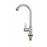 Robinet de cuisine monocommande à poser sur comptoir, en acier inoxydable brossé, finition brossée, style moderne, robinet d'eau froide, usage hôtelier, garantie 3 ans