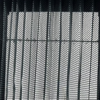 Moustiquaire pliante en polyester noir/gris pour fenêtre, anti-insectes, type accordéon, pour ventilation