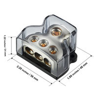 Bloc de distribution d'alimentation 3 voies, 1 entrée 0 AWG / 3 sorties 4 AWG, bloc de connexion de distribution d'alimentation et de mise à la terre