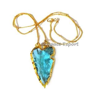 Light Aqua <b>Heart</b> Cut Arrowheads <b>Necklace</b> Designer Arrowheads <b>Necklace</b> Semi-Precious Stone Craft - Product Image 1