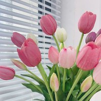 Buket Tulip PU Buatan Tiruan Lintas Negara, Lembut, Berkualitas Tinggi, Dekorasi Rumah, Hiasan Bunga Palsu, Genggam, Perayaan Pernikahan, Modern