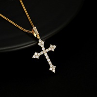 Bijoux fantaisie personnalisés en argent sterling 925 VVS Moissanite Collier pendentif croix Hiphop plaqué or avec pierres précieuses Charmes