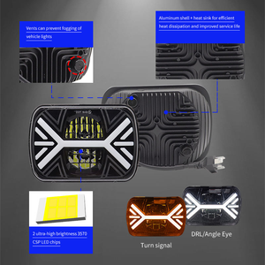 Faros delanteros LED de 7 pulgadas para camiones Bombilla de faro LED cuadrada Hi-<span class=keywords><strong>Lo</strong></span> Beam Halo DRL Luz de señal de giro 6000K - Product Image 3