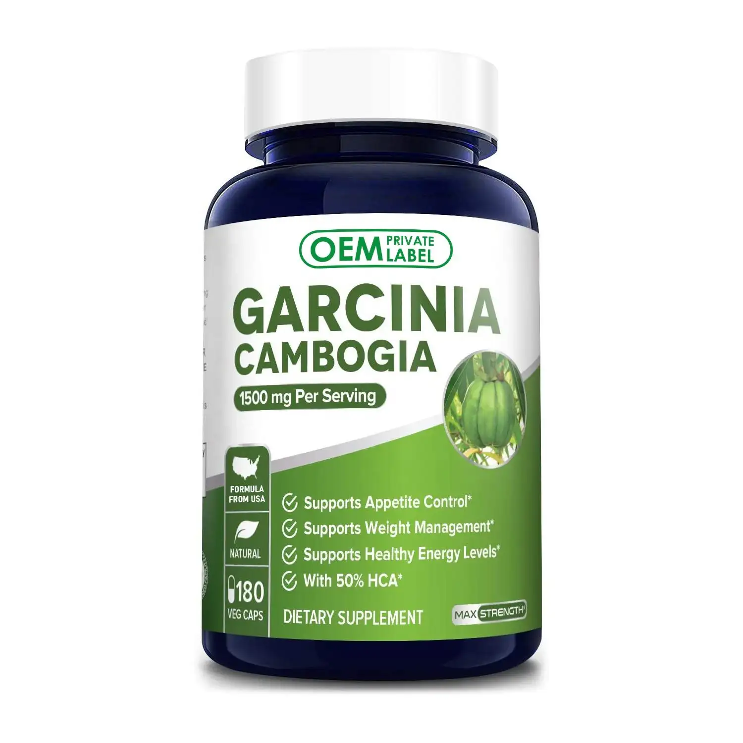 OEM Garcinia Cambogia Extrakt Kapseln 1000 mg für Gewichtsverlust flacher Bauch Garcinia Cambogia Tablet-Supplement