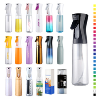Vente en gros de flacons pulvérisateurs fins transparents noirs de 200 ml et 300 ml, flacons pulvérisateurs continus en plastique pour salon de coiffure