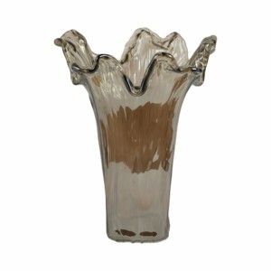Vaso in vetro con bordo ondulato per l'arredamento del soggiorno, moderno, da tavolo, per uso domestico - Product Image 1