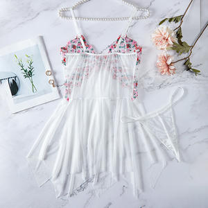 속옷과 여자의 자수 유혹 잠옷 섹시한 멜빵 잠옷 투명 매혹적인 란제리 끈 세트 - Product Image 6