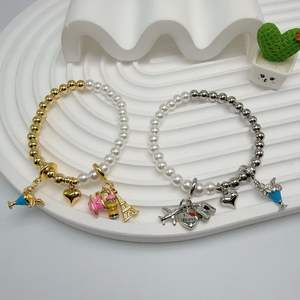 <span class=keywords><strong>BD</strong></span>-D596 fait à la main cuivre perle perle épissage Bracelet Mini Note <span class=keywords><strong>de</strong></span> musique/<span class=keywords><strong>amour</strong></span>/Globe Bracelet à breloques élastique corde bijoux en gros - Product Image 4