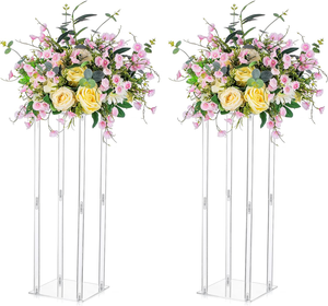 Vases acryliques centres de table de mariage pour tables-2 supports de fleurs à <span class=keywords><strong>colonne</strong></span> <span class=keywords><strong>transparente</strong></span>, Vases à fleurs de 60cm de haut pour centres de table, - Product Image 1