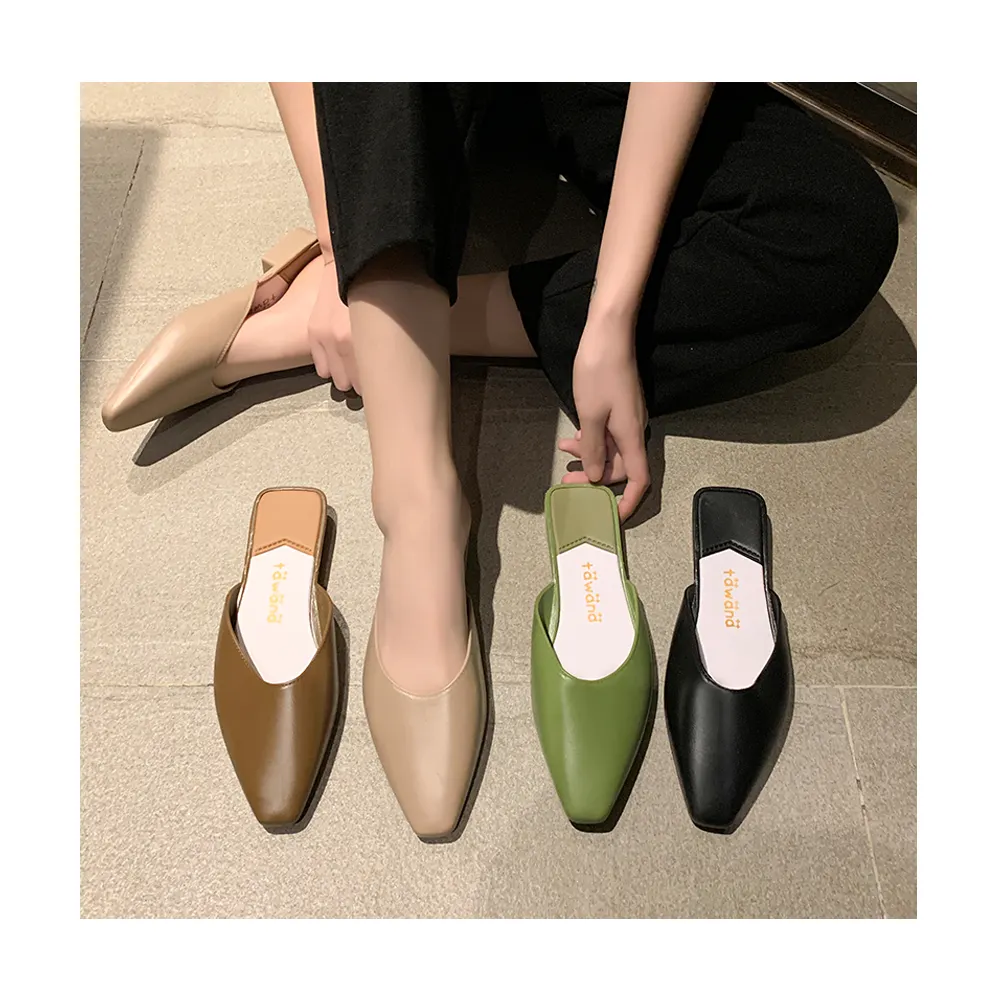 Z New Shopee hot sell Summer fashion simple 4 color half shoes women's mules casual shoes slippers for women outdoor shoes s