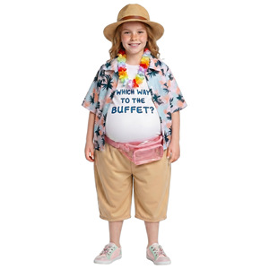 Disfraz Hawaiano Infantil con Temática de Personaje Gordo, Camisa Floral, Ropa de Verano para Actuaciones, Talla Mediana - Product Image 1