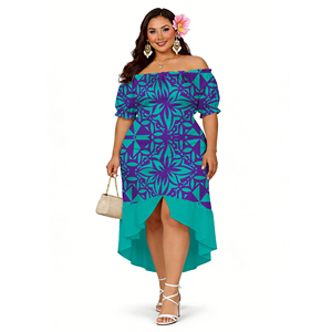 Vestido <span class=keywords><strong>de</strong></span> Mujer con Diseño Tribal Polinesio Elei, Estilo Casual y Formal, Normcore, <span class=keywords><strong>Manga</strong></span> <span class=keywords><strong>Corta</strong></span>, Hombros Descubiertos, Novedades 2026 - Product Image 5