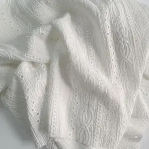 Vestido de encaje blanco para boda, tela de Spandex bordada con ojales para cortina textil del hogar
