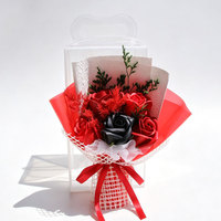 Hoogwaardige zeeproos met transparante handvat geschenkdoos, kunstmatig mini-boeket, gedroogd bladdecoratie voor Valentijnsdag, jubileum, verjaardag