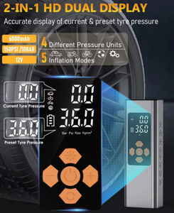 Hf816 lốp Inflator Máy nén khí di động cho lốp xe không dây điện mạnh mẽ máy bơm không khí cho lốp xe với 6000mAh pin - Product Image 5