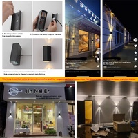 Lampu Dinding Luar Ruangan Atas Bawah dengan LED Tahan Air, Spotlight Persegi, Basis Aluminium, Lampu Sorot Koridor, Lampu Dinding Eksterior Hotel