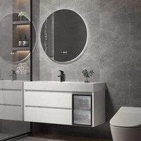 Meuble sous-vasque mural de salle de bain de luxe de style moderne Meuble sous-vasque en céramique marbrée blanche avec miroir