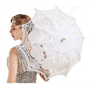 Parasol de mariage victorien en dentelle de coton imprimé sérigraphié, fait main, couleur bambou naturel, 48 cm - Product Image 6