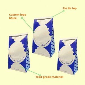 Bolsas de Papel Kraft Blancas Personalizadas para Llevar, Bolsas para Café, Hamburguesas, Impresión de Logotipo en Bolsas de Comida Rápida para Restaurantes, Bolsas para Almuerzo, Panadería - Product Image 5