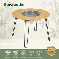 Table de barbecue pliable en bambou naturel OEM/PDM, table de camping, table de pique-nique pliable pour utilisation en jardin avec barbecue au charbon de bois portable