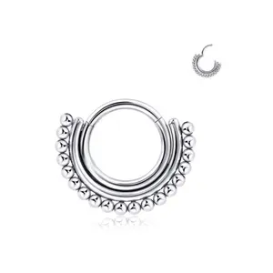 Astm F136 Titanium Hinged Segment Hoop Ring Bead Ring Soldering 16G 10 Mm Nose Conch Tragus Earring G23 Body Piercing Jewelry