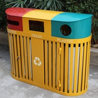 Mobilier urbain Poubelle de recyclage en métal à 3 compartiments et ouverture latérale Poubelle d'extérieur