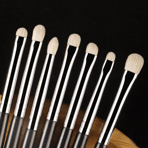 Ensemble de 7 pinceaux de maquillage pour les yeux en poils de poney, manche en bois, pour les yeux, les cils, les sourcils, pinceaux de mélange, design de voyage - Product Image 2