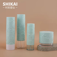 Contenedor de loción para mascotas esmerilado rosa de 100ml, botella de tóner con tapa superior giratoria, botellas de plástico de jabón líquido cosmético con tapa de flor tallada
