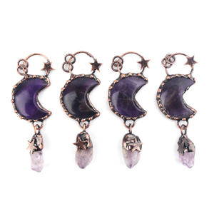 Pendentifs en pierres de cristal naturelles enveloppées à l'ancienne pour femmes, ornements en cristal naturel de guérison en gros - Product Image 3