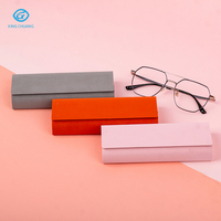 Étui à lunettes portable en PU semi-rigide fait main, personnalisable avec logo, boîte à lunettes optiques, étui carré tendance pour lunettes