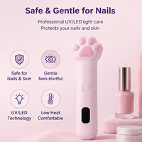 Lampe UV LED rechargeable 3W pour séchage de gel à ongles, motif patte de chat mignonne, lumière rouge, en plastique, pour usage domestique