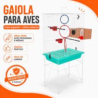 Cage à oiseaux haute en fil de fer, pliable, sur support surélevé, avec nid en fer pour l'élevage, jouets à suspendre, kit d'alimentation, pour perroquets, agapornis, pinsons, usage intérieur