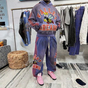 ชุดวอร์มทรงบ็อกซี่สำหรับฤดูหนาว 500GSM สำหรับผู้ชาย ชุดฮู้ดซิปเต็มตัว ปักโลโก้ตามสั่ง ล้างสีแบบ Distressed Acid Wash ผลิตจากเส้นใยไม้ไผ่ 100% สไตล์สตรีทแวร์ - Product Image 3