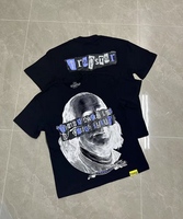 Kaos Pria Berkualitas Tinggi Gaya Jalanan Amerika Pola Cetak Digital Oversize 100% Katun Ramah Lingkungan Bernapas
