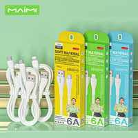 Maimi grosir 6A pengisi daya Cepat 1m PVC usb-c kabel pengisi daya ponsel untuk Android kabel Data ponsel mikro Usb Tipe c